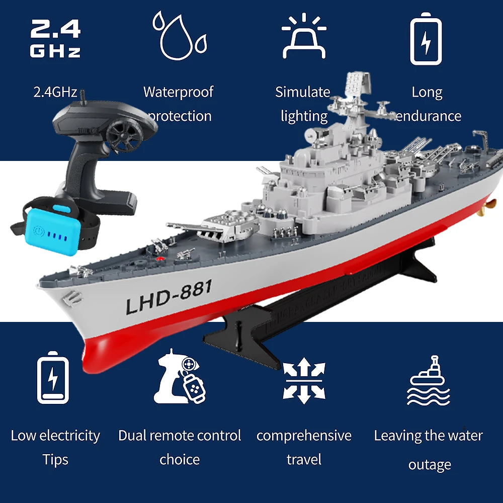 1:275 Scale 31 Inch Large Remote Controlled Warship Battleship Rc Ship On Lakes Pools Rivers Exhibits Models For Kids Boys A