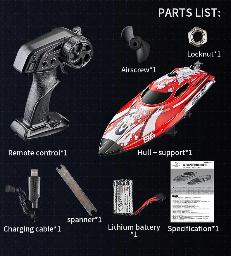 RC High-Speed Boat 25Km/h 2.4G Waterproof Remote Control Boats Ship Speedboats Remote Control Outdoor Toys for Kids Adult Gifts