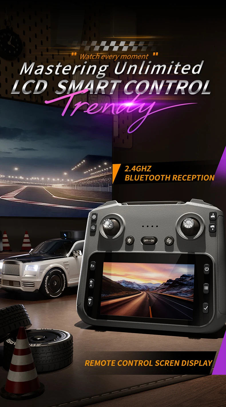 911S RC Cars - 4K HD Camera 4.3-inch Screen One Click Drif, Camera Lifting Design, LED Lighting Drift HD Video Kids RC Vehicle