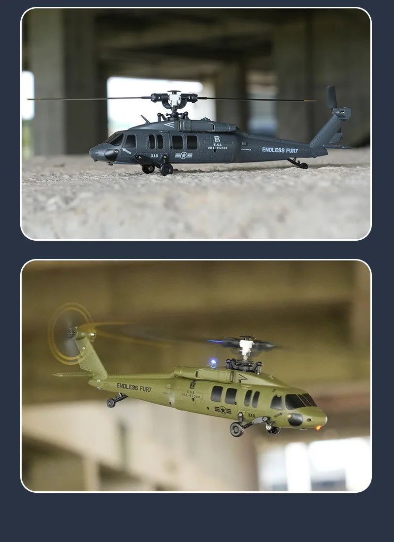 JJRC 6CH RC Helicopter UH-60L 6 Axes Aileron-free Design Fighter Jet With Brushless Motor One Key Takeoff 3D Roll Airlane Toy