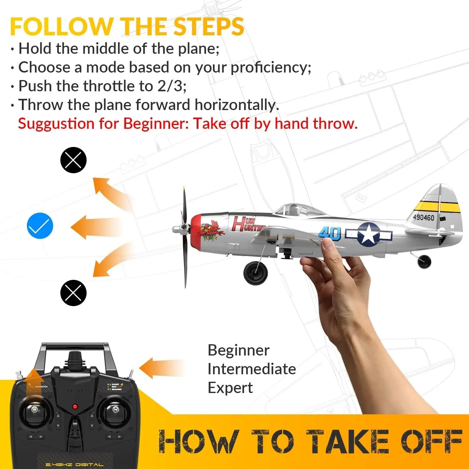 P47 Thunderbolt RC Plane 2.4G 4Ch RC Fighter 400mm Wingspan P47 RTF Aircraft One-key Aerobatic RC Warbird Airplane Toys Gifts