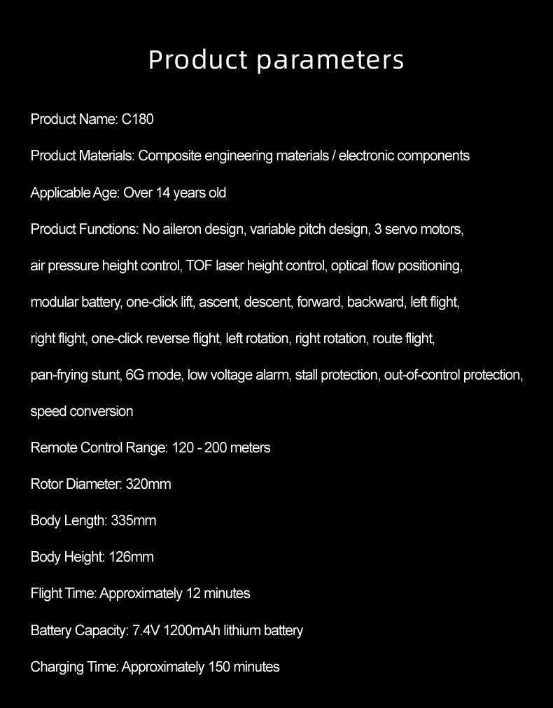 RC ERA 1:25 C180 RC Helicopter BO105 6CH Brushless with Optical Flow Positioning 3D Stunt Single Propeller No Aileron Plane Toys
