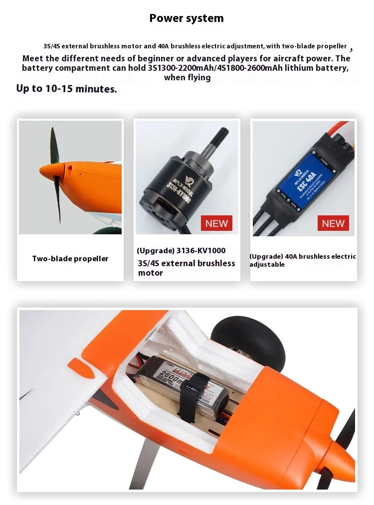 Xfly 1233mm Windwalker Electric RC Plane - Assembled Fixed Wing Single Wing Remote Control Aircraft for Entry Level Training