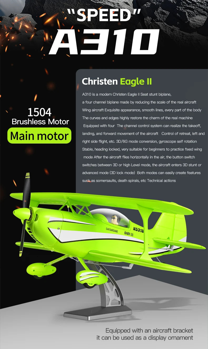 WLtoys A310 RC Plane Glider 2.4G 4CH Brushless Motor Dual Wings Radio Controlled Airplane 3D/6G EPP RC Model Toys For Kid Gift