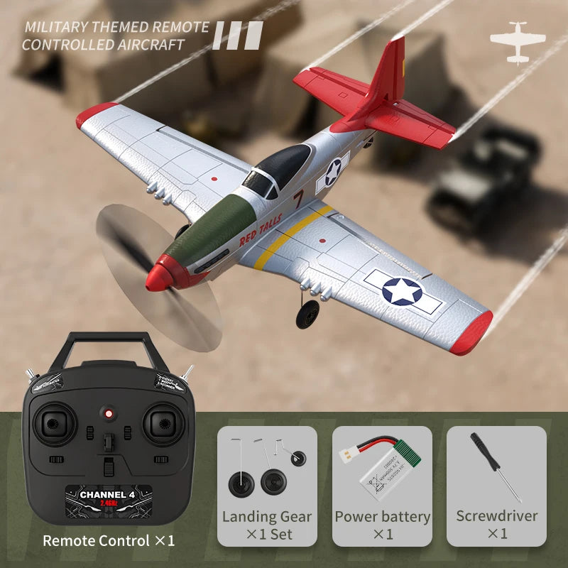 P51 Mustang RC Plane 2.4G 4CH 6 Axis EPP Foam 410MM Fixed Wingspan One Key Aerobatic RC Fighters Glider Toys Gifts