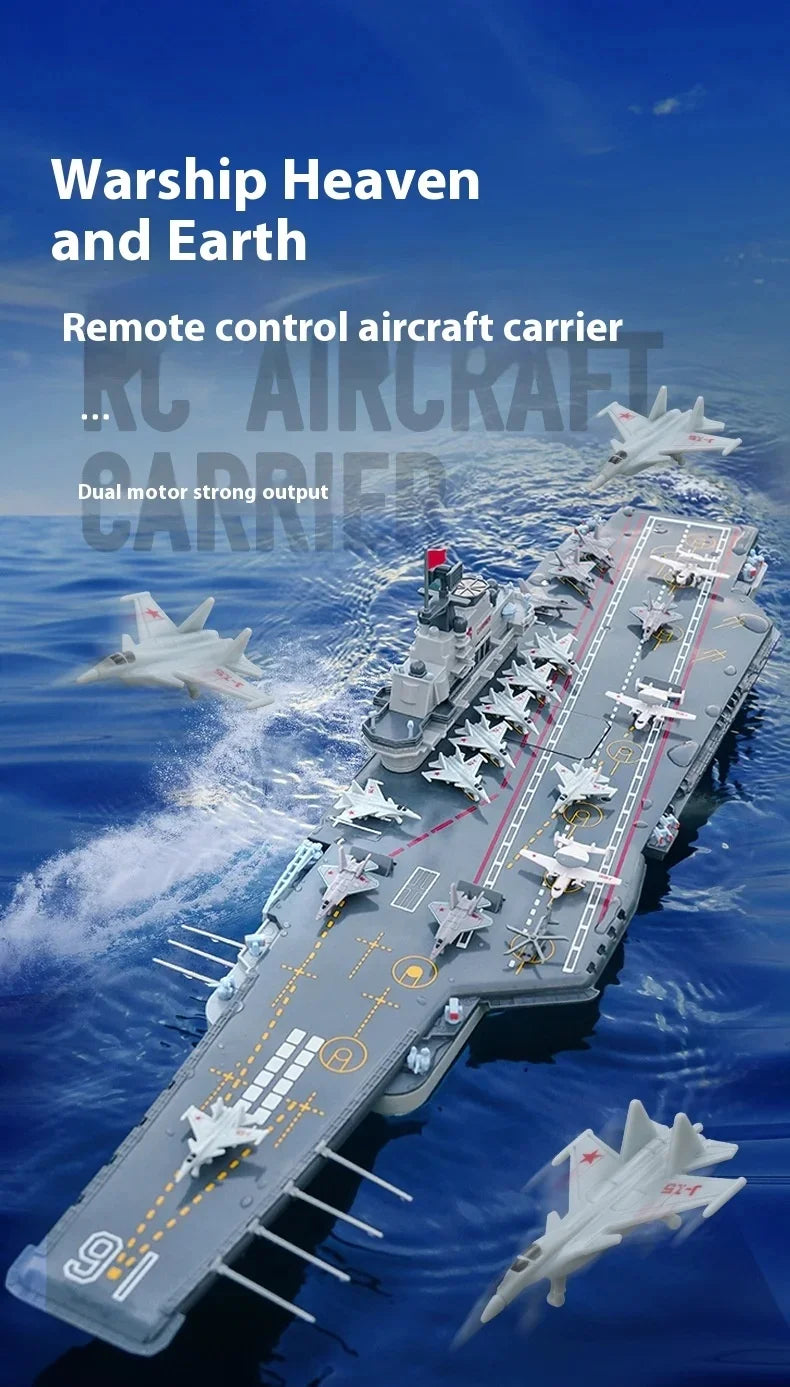 60CM Large RC Ship Simulation Destroyer Model Summer Water Spray Outdoor Toy For Kid Long Range Remote Control Ship Boy Gift