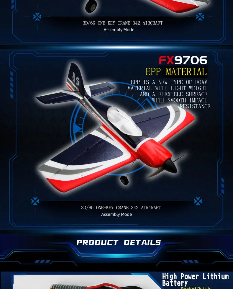 5CH FX9706 RC Plane 580MM Fixed Wing Glider 3D/6G Remote Control Aircraft 2.4G Brushless Motor Fighter Model Toys for Children