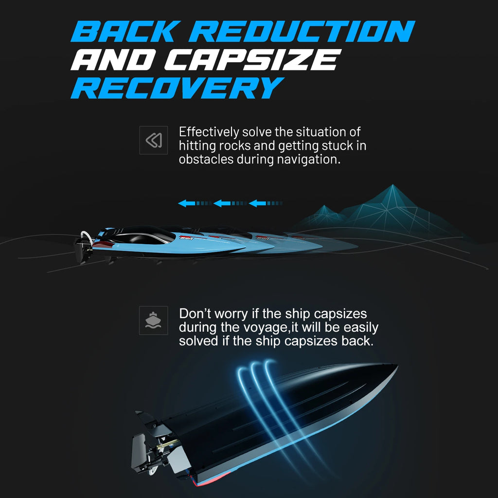 UDIRC High-Speed RC Racing Boat UDI025 Brushless Motor Self-Righting & Waterproof Hull for Lake, Pool, Outdoor Water Funll