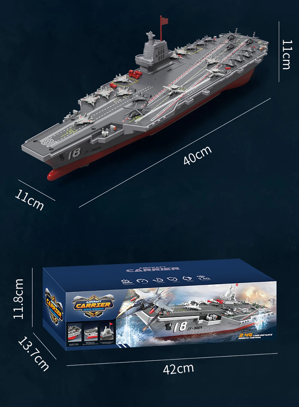 9IMOD RC Aircraft Carrier 2.4G Dual Motor 20Km/h 60M High-Density Waterproof Simulation Boat Model Creative Holiday Gift Toys