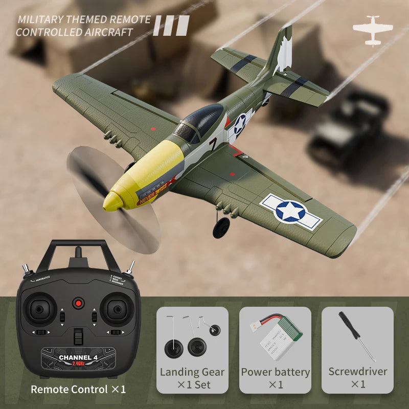 RC Plane P51 Mustang 2.4G Radio EPP Foam 4CH 6 Axis 410MM Wingspan RC Fighter One Key Aerobatic RTF Aircraft Toys