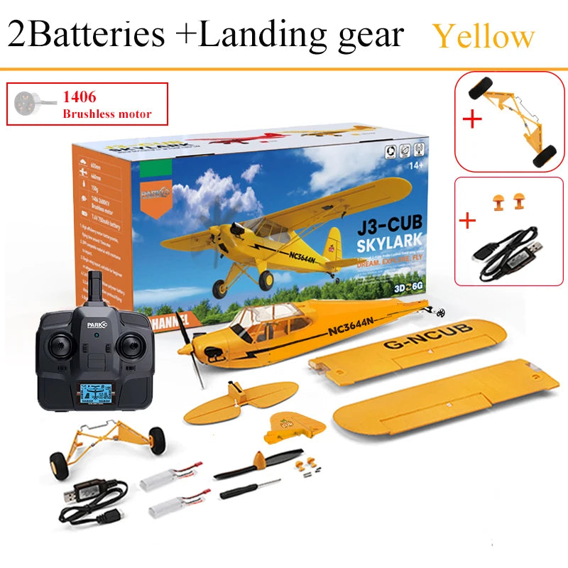 News Park10 J3-CUB RC Airplane RTF EPP RC 1406 Brushless Motor WLtoys A160 Upgrad 3D/6G System 650mm Wingspan Kit For Adult Gift