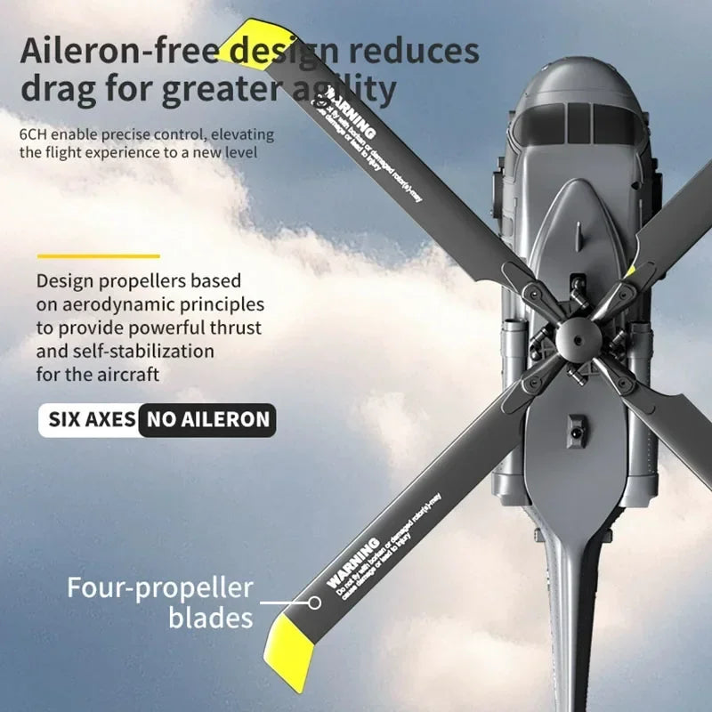 JJRC 6CH RC Helicopter UH-60L 6 Axes Aileron-free Design Fighter Jet With Brushless Motor One Key Takeoff 3D Roll Airlane Toy