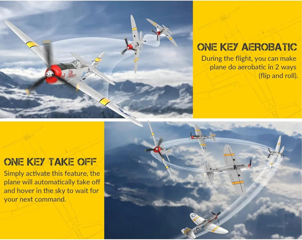 P47 Thunderbolt RC Plane 2.4G 4Ch RC Fighter 400mm Wingspan P47 RTF Aircraft One-key Aerobatic RC Warbird Airplane Toys Gifts