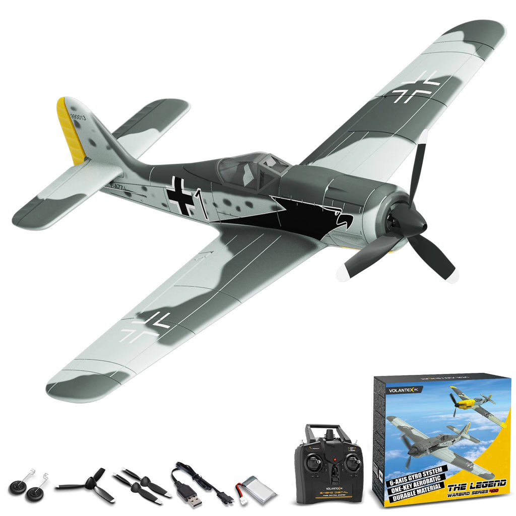 VOLANTEX RC FW190 Fighter Toy Set Ready to Fly Remote Control Airplane Kids Boys