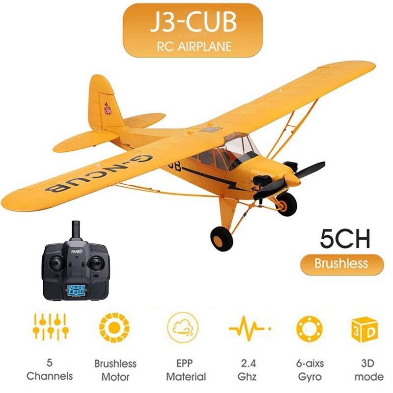 News Park10 J3-CUB RC Airplane RTF EPP RC 1406 Brushless Motor WLtoys A160 Upgrad 3D/6G System 650mm Wingspan Kit For Adult Gift