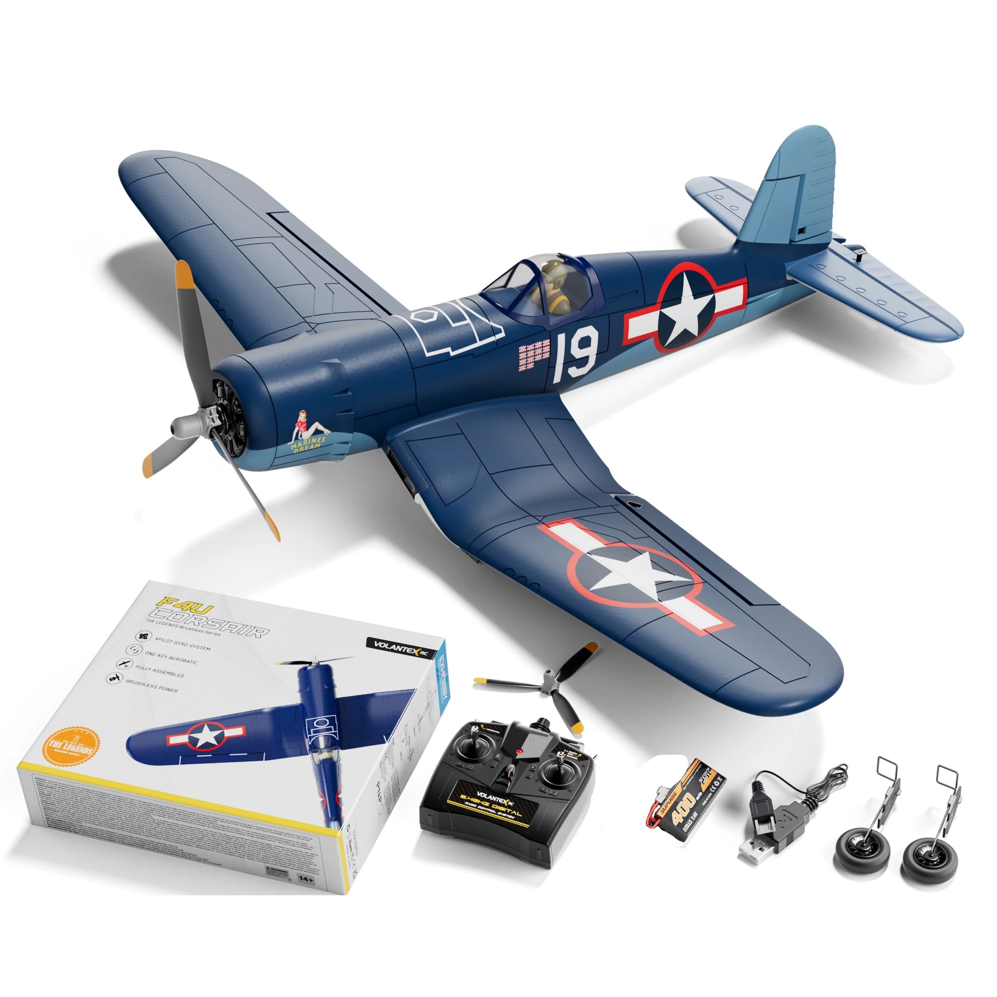 New Volantex F4U Corsair RC Plane With Brushless motor 2.4G 4CH 500MM Fixed Wingspan EPP Foam RC Aircraft One Key Aerobatic