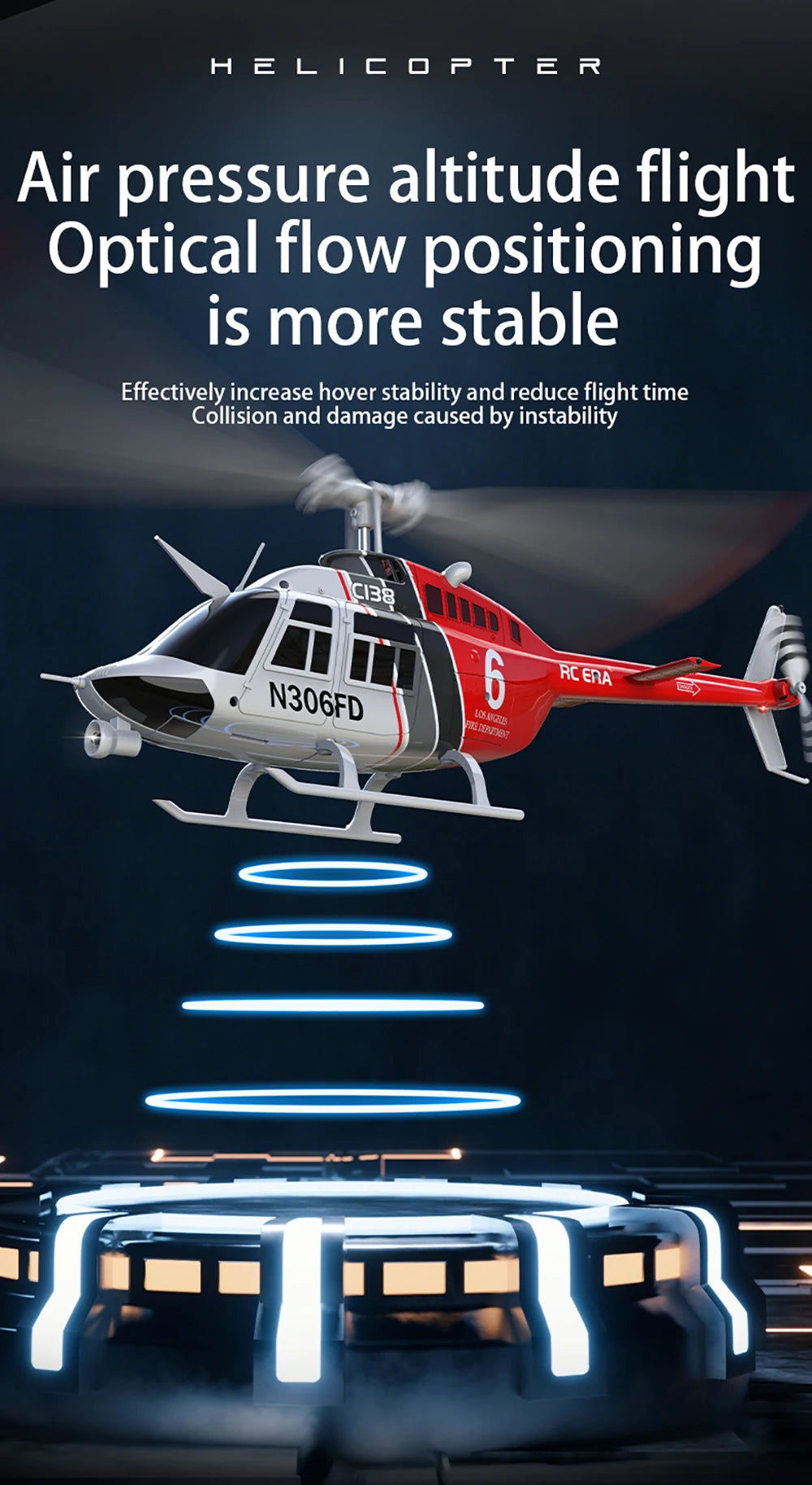 RC ERA RC Helicopter 1:33 Bell-206 Aircraft C138 6CH  6-axis Gyro Remote Control Plane