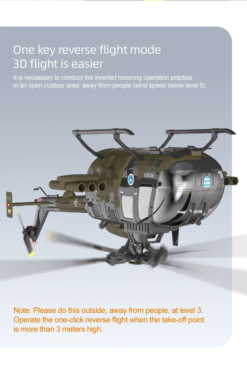 RC ERA 1:25 C180 RC Helicopter BO105 6CH Brushless with Optical Flow Positioning 3D Stunt Single Propeller No Aileron Plane Toys
