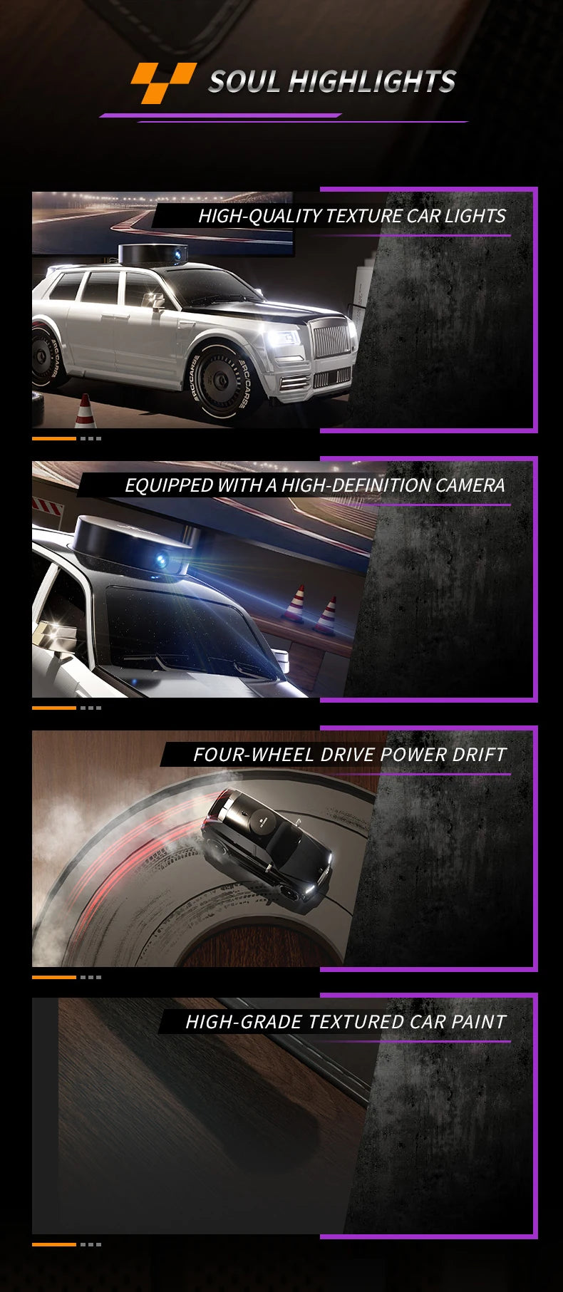 911S RC Cars - 4K HD Camera 4.3-inch Screen One Click Drif, Camera Lifting Design, LED Lighting Drift HD Video Kids RC Vehicle