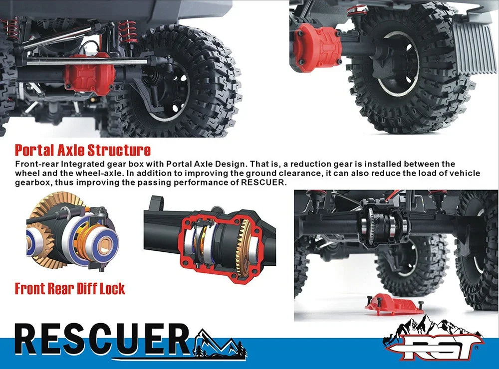 RGT EX86190 RC Cars Off-Road Vehicle: Rescuer 1/10 4WD Simulated Climbing Car LC76 Electric RC Model - Great Gift for Children