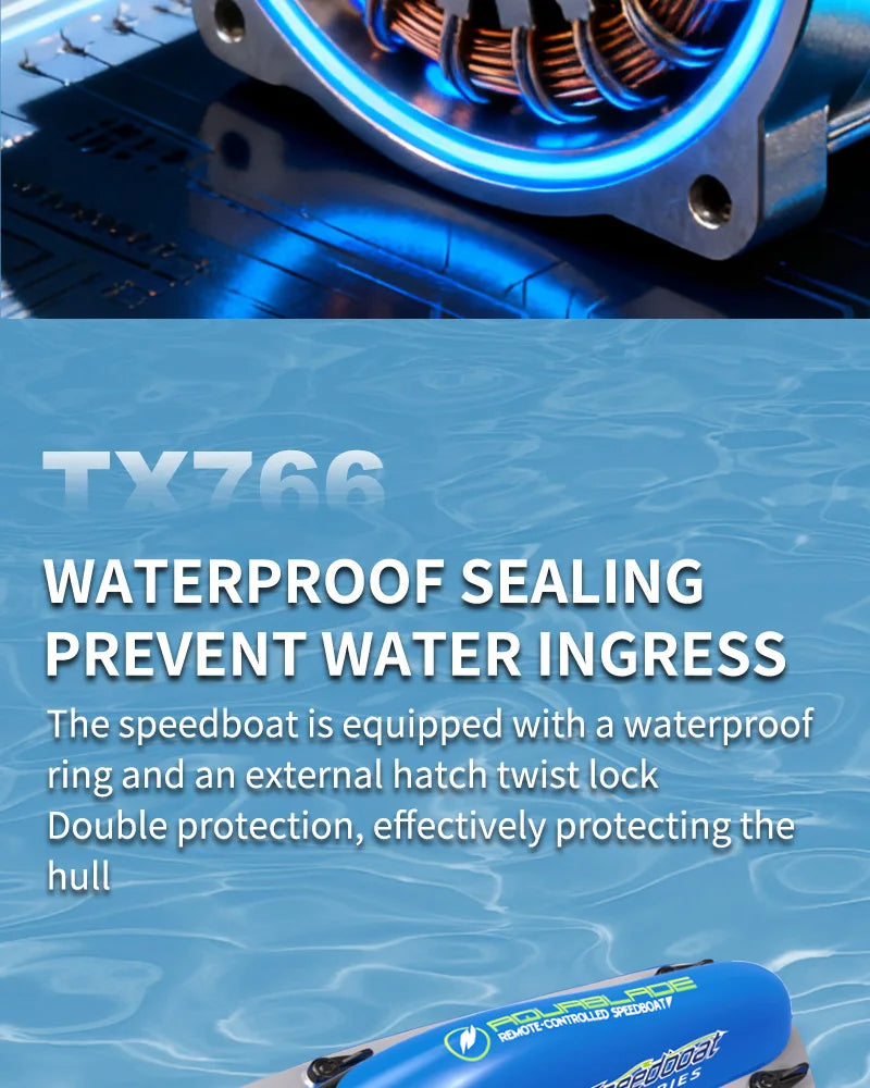 TX766 Brushless RC Boat 40km/h High Speed Big Power Waterproof Electric Toy Boat Model Low Battery Reminder Metal Rudder Gifts