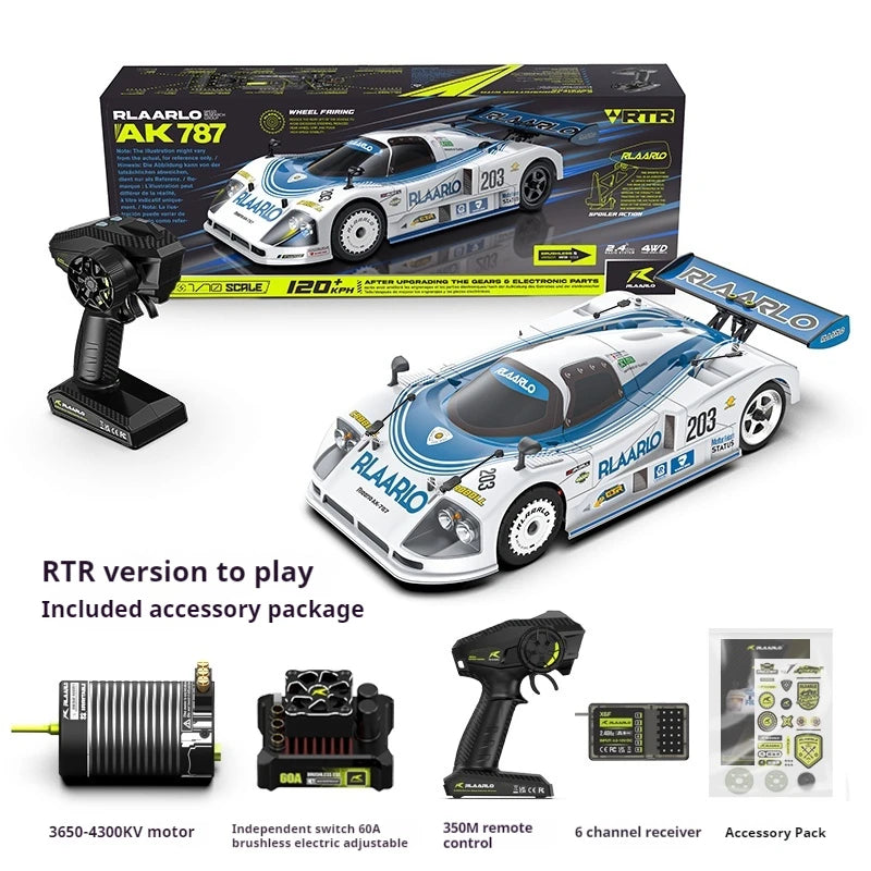 RLAARLO RC Cars AK-787 Flat Sports Car 1:10 Carbon Fiber Brushless Electric Professional Speed Racing Simulation Model Car Gift