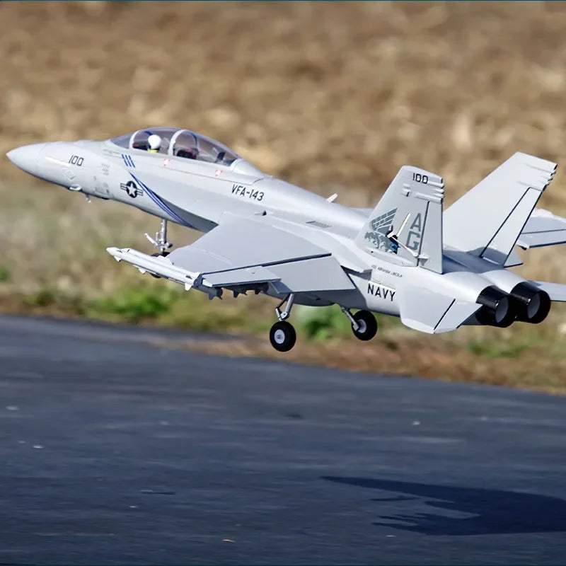 FMSRC RC Airplane 70mm F18 F/A-18F Super Hornet V2 Ducted Fan EDF Jet Scale Model Plane Aircraft PNP 6S 6CH with Retracts Flaps