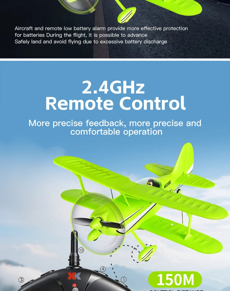 New 2026 WLtoys RC Airplane Brushless Motor 3D/6G with Gyroscope Biplane Four-Channel Plane Boy's Gift A310