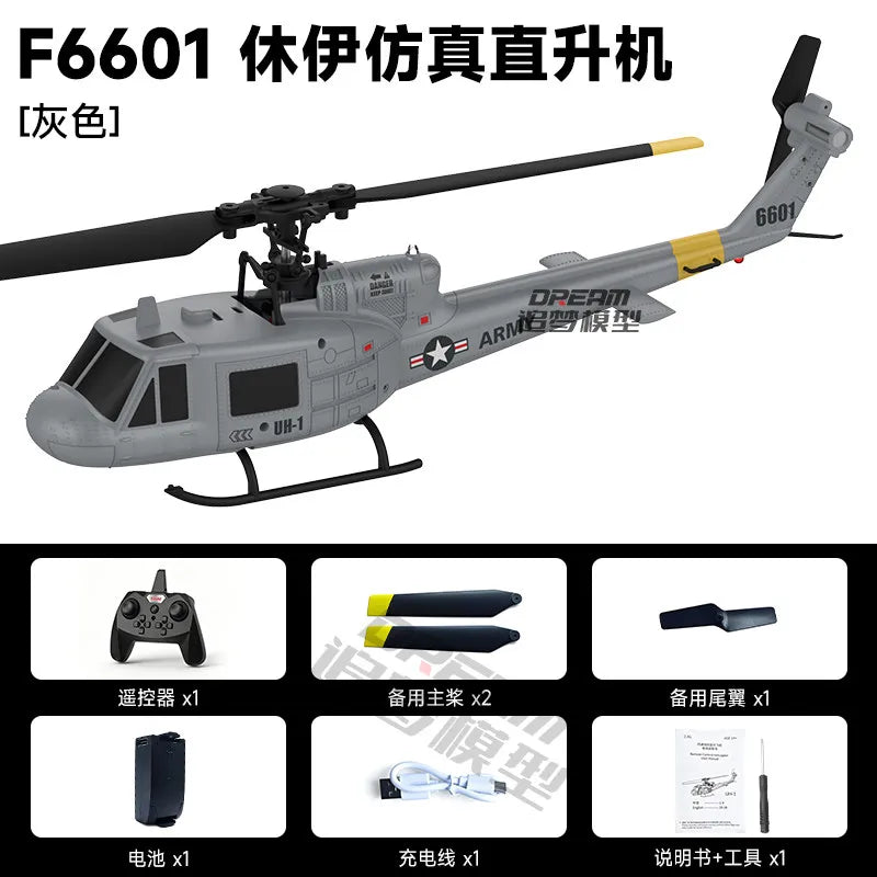 RC UH-1 Huey Helicopter, 4-Channel, Optical Flow Positioning, Altitude Hold, Easy One-Key Flight for Beginners
