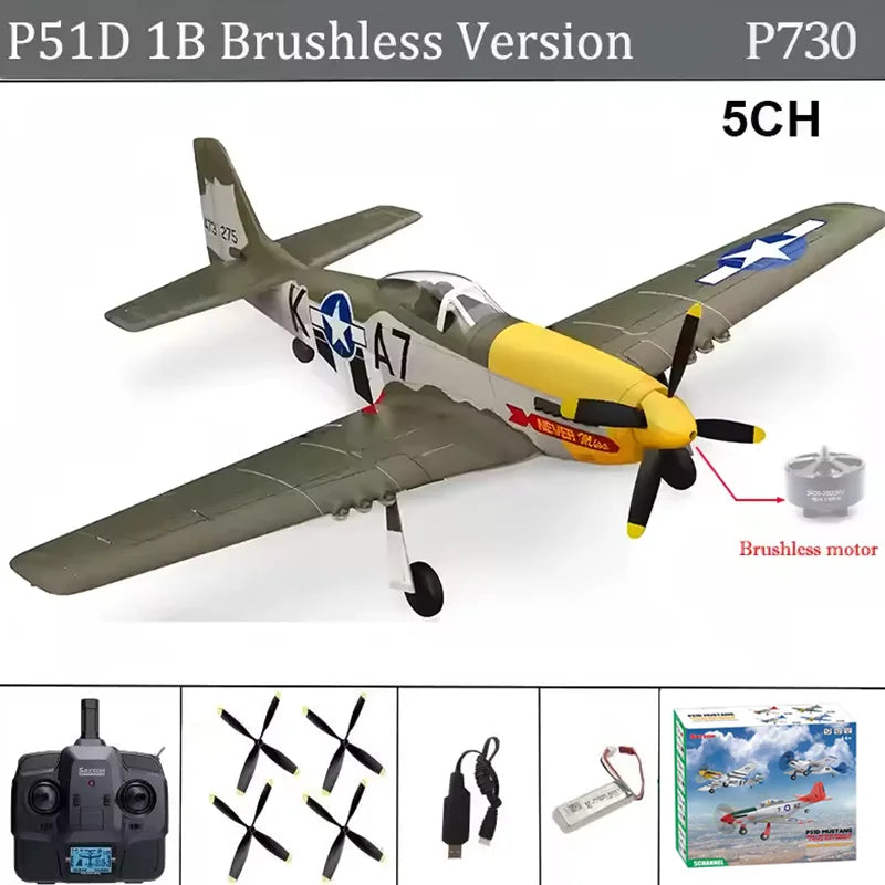 RC Plane 5CH 3D/6G Fixed-wing RC Airplane P51D Mustang RTF for Adults Beginners Easy to Fly Removable Brushless Fighter Helicopt