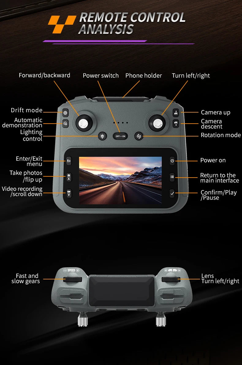 911S RC Cars - 4K HD Camera 4.3-inch Screen One Click Drif, Camera Lifting Design, LED Lighting Drift HD Video Kids RC Vehicle