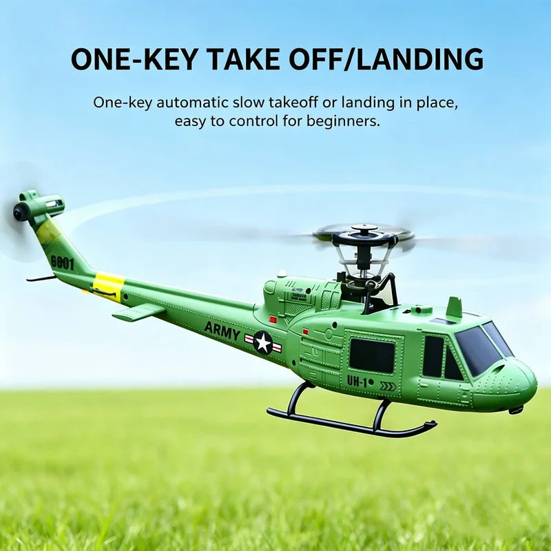 RC UH-1 Huey Helicopter, 4-Channel, Optical Flow Positioning, Altitude Hold, Easy One-Key Flight for Beginners