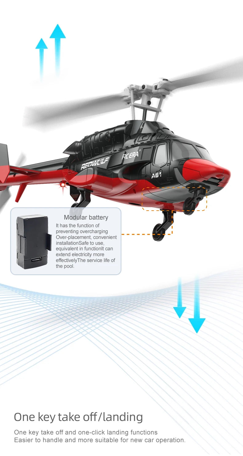 A61 RC Helicopter 2.4G 6-Aixs Gyroscope 4CH Altitude Hold Optical Flow Remote Control Helicopter Toys For Kid Adult
