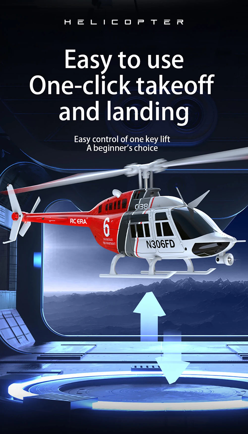 RC ERA RC Helicopter 1:33 Bell-206 Aircraft C138 6CH  6-axis Gyro Remote Control Plane