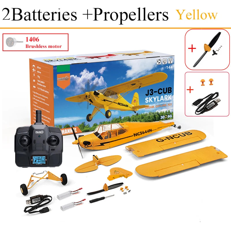 News Park10 J3-CUB RC Airplane RTF EPP RC 1406 Brushless Motor WLtoys A160 Upgrad 3D/6G System 650mm Wingspan Kit For Adult Gift