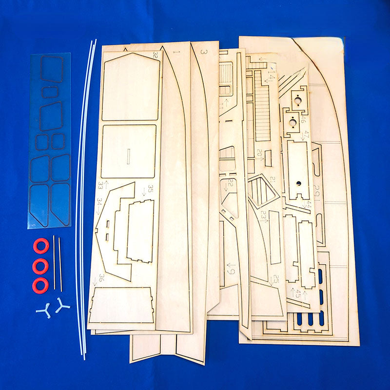 1/30 RC Boat Model Yacht Flying Fish DIY Wooden Assembly Boat Model Kit Entry Level Set Model Boat Toys