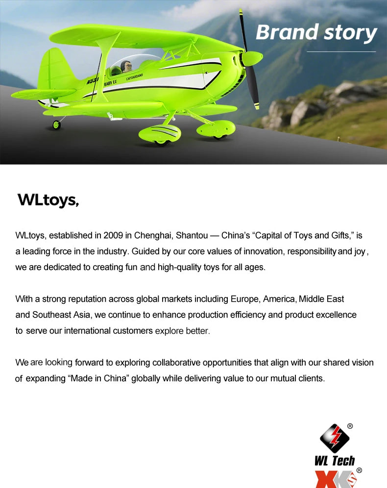 New 2026 WLtoys RC Airplane Brushless Motor 3D/6G with Gyroscope Biplane Four-Channel Plane Boy's Gift A310