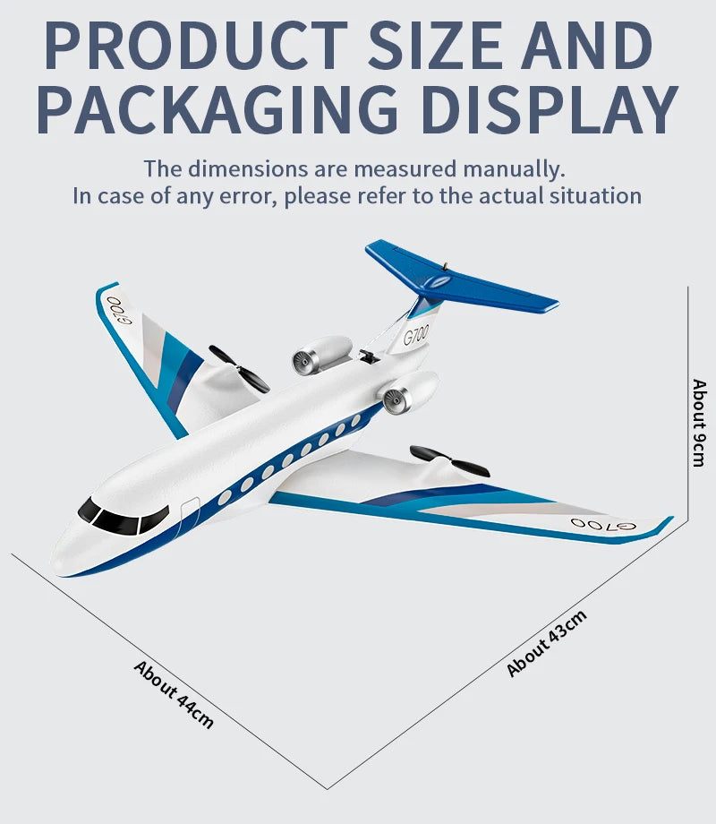 NEW G700 RC Plane Private Jet 3CH Remote Control Glider Gulfstream G700 RTF RTF 6-axis Gyro Stabilizer Airplane Toys Kids Adults