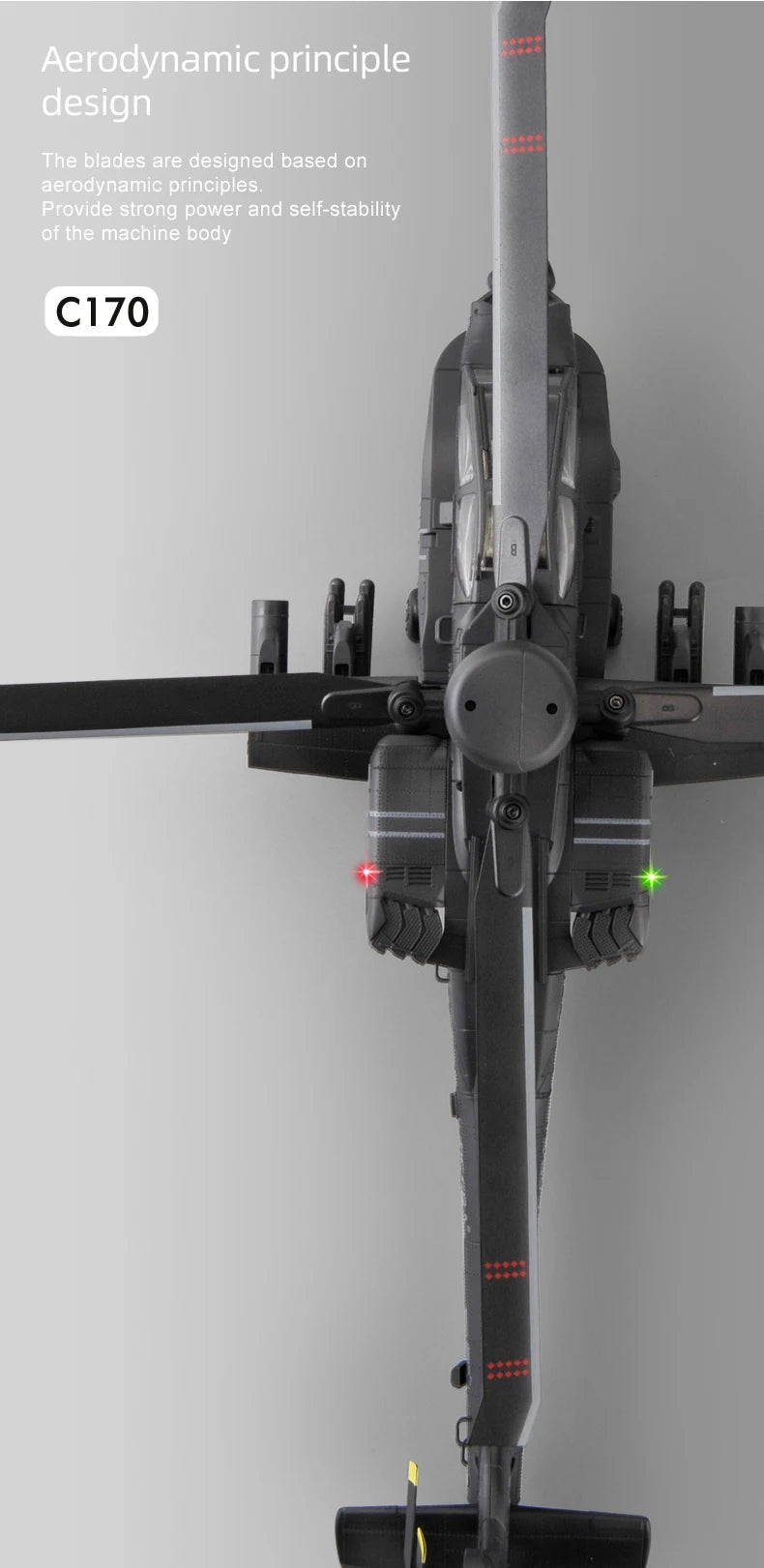 RC Helicopter C170 1:48 RC ERA Apache Remote Control Armed Helicopter Optical Flow Positioning 6CH Brushless Aircraft Model Toy