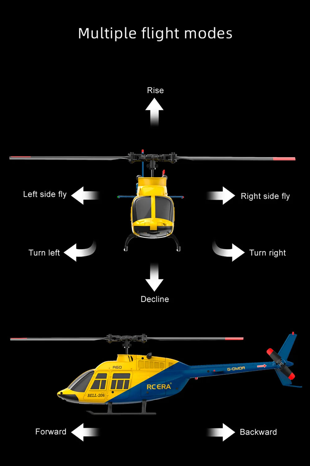 RC ERA A60 4CH Helicopter 1/42 BELL-206 Optical Flow Positioning 120M 6-Axis Gyro RC Plane