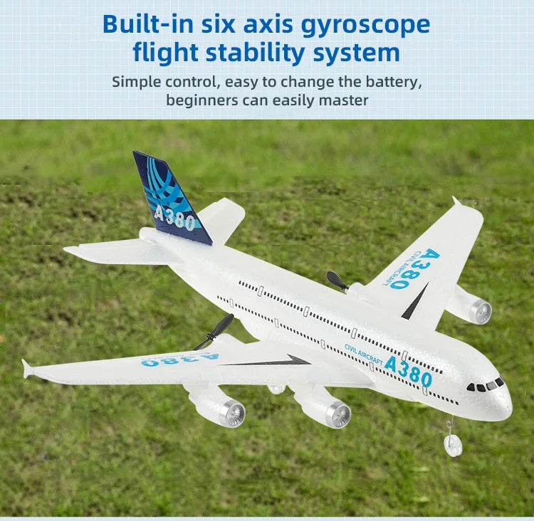 3Ch 2Ch A380 Rc Plane Glider Airplanes Remote Control Foam Aircraft Fixed Wing Aircraft 6 Gyroscope Model Airplane Toys Hobbies