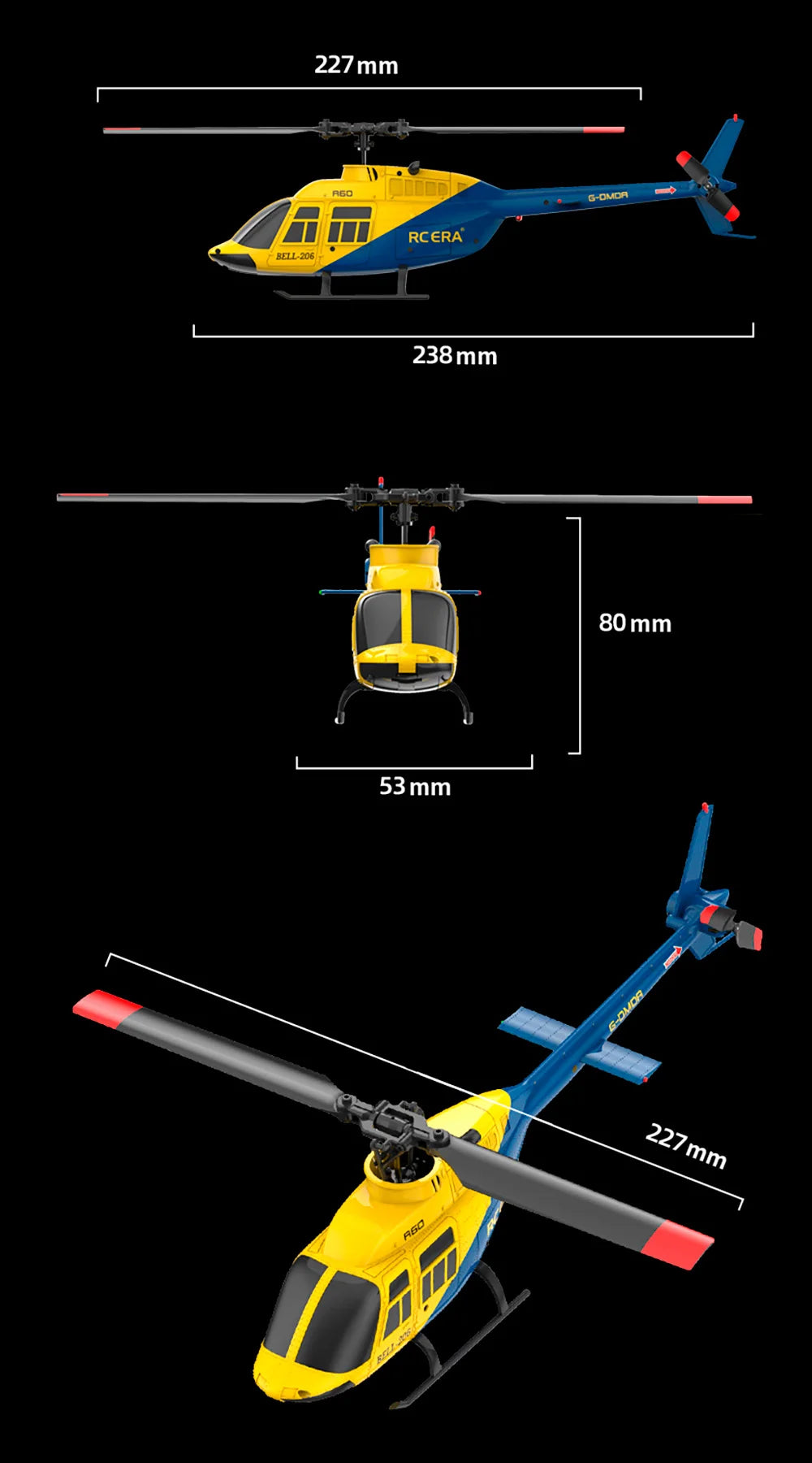 RC ERA A60 4CH Helicopter 1/42 BELL-206 Optical Flow Positioning 120M 6-Axis Gyro RC Plane