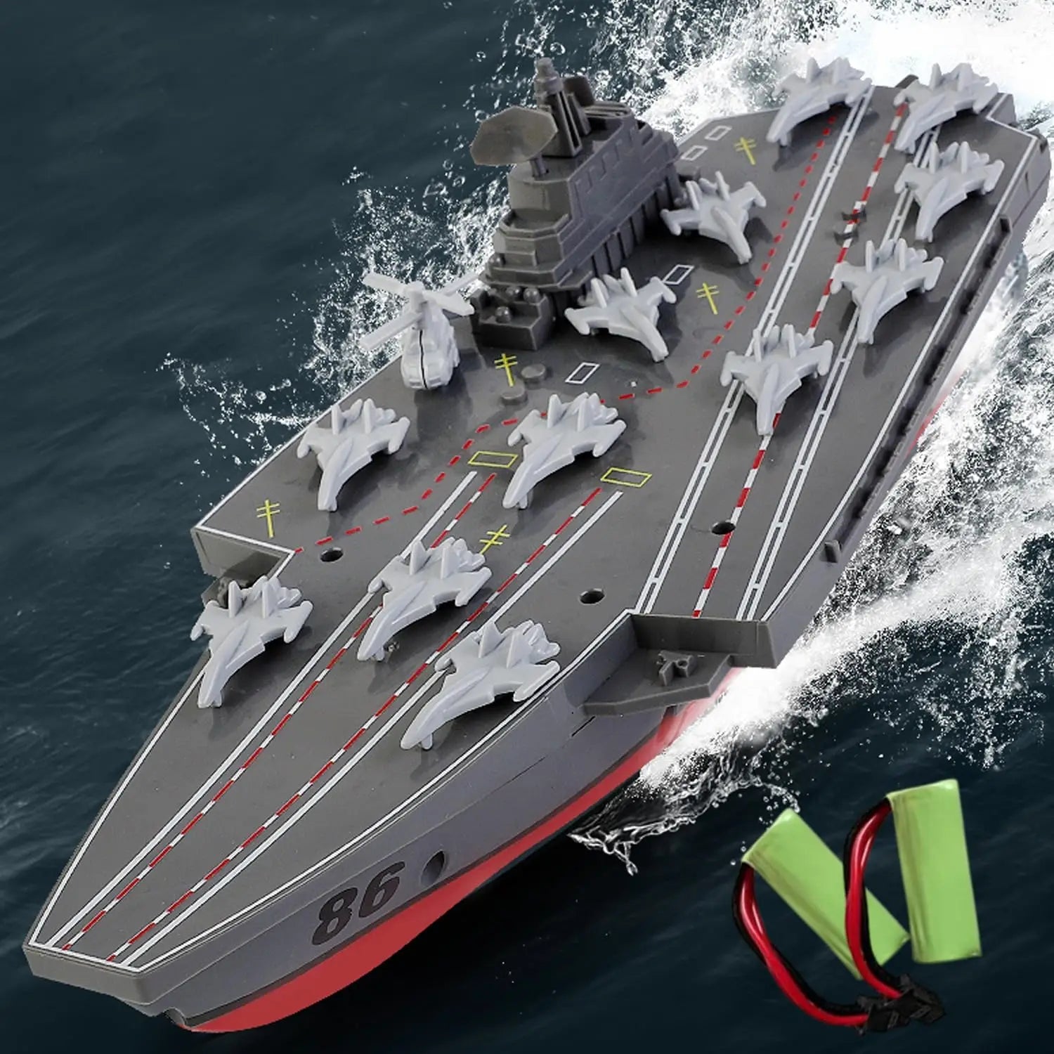 RC Warship 26.7 inch(68CM) Super Long Hull RC Boat Charging Military Children's Toy boy Electric Toy Ship Aircraft Carrier Warsh