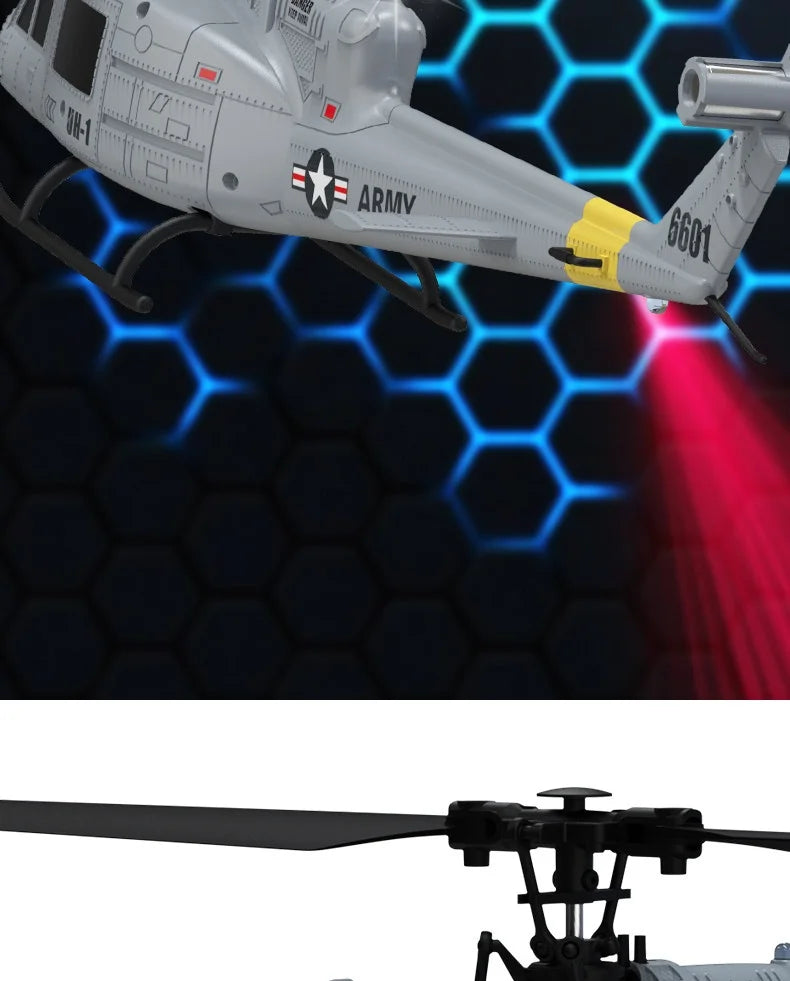 RC UH-1 Huey Helicopter, 4-Channel, Optical Flow Positioning, Altitude Hold, Easy One-Key Flight for Beginners