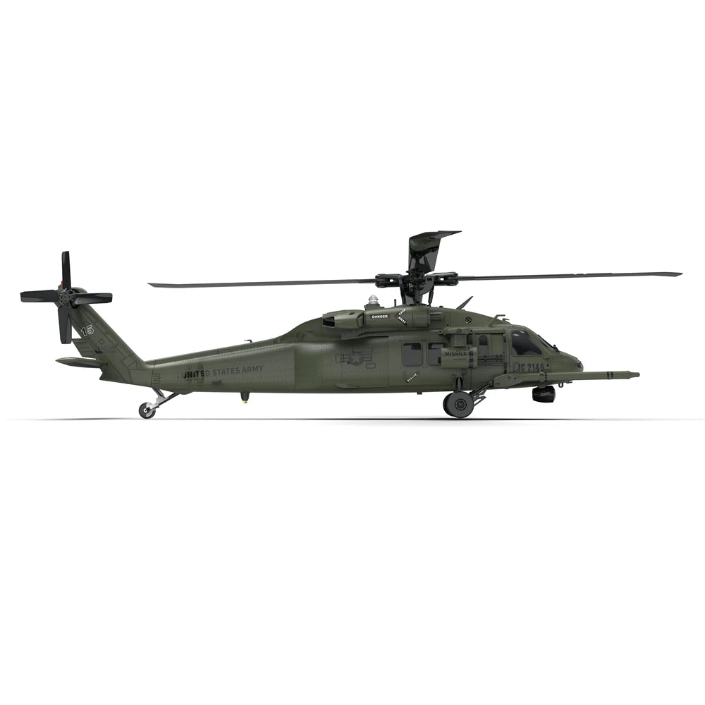 YXZNRC UH60 Black Hawk RC Helicopter with 6-axis Gyro 2.4G 6CH 1:47 Scale Flybarless 3D Stunt Remote Control Helicopter