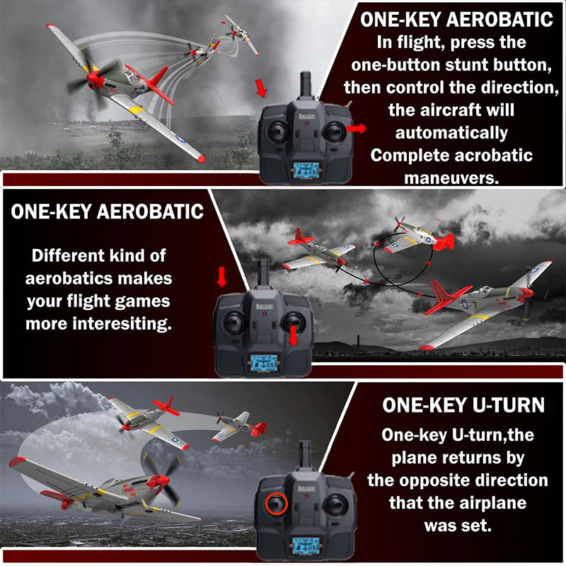 RC Plane 5CH 3D/6G Fixed-wing RC Airplane 2.4GHz P51D Mustang RTF for Adults Beginners Easy to Fly Removable Brushless Fighter