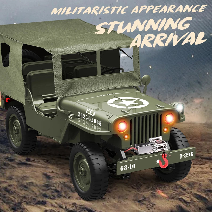 JJRC C8815 Rc car 1941 JEEP WILLYS 2.4g 4wd RTR Crawler climbing scale military truck off-road vehicle toy gift for children.