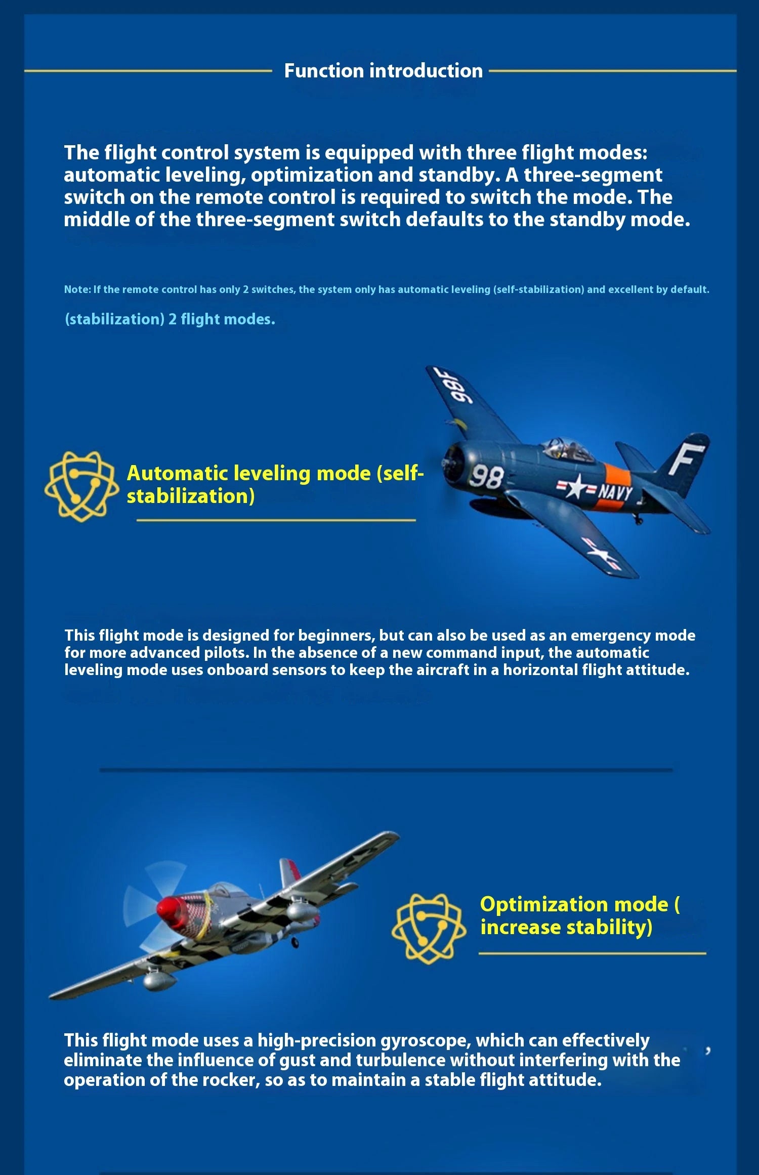 Blue Arrow 1300mm Bigfoot Low-Speed Entry-Level Off-Road Rc Plane Single Wing Propeller Single Engine Fixed Wing Model Aircraft