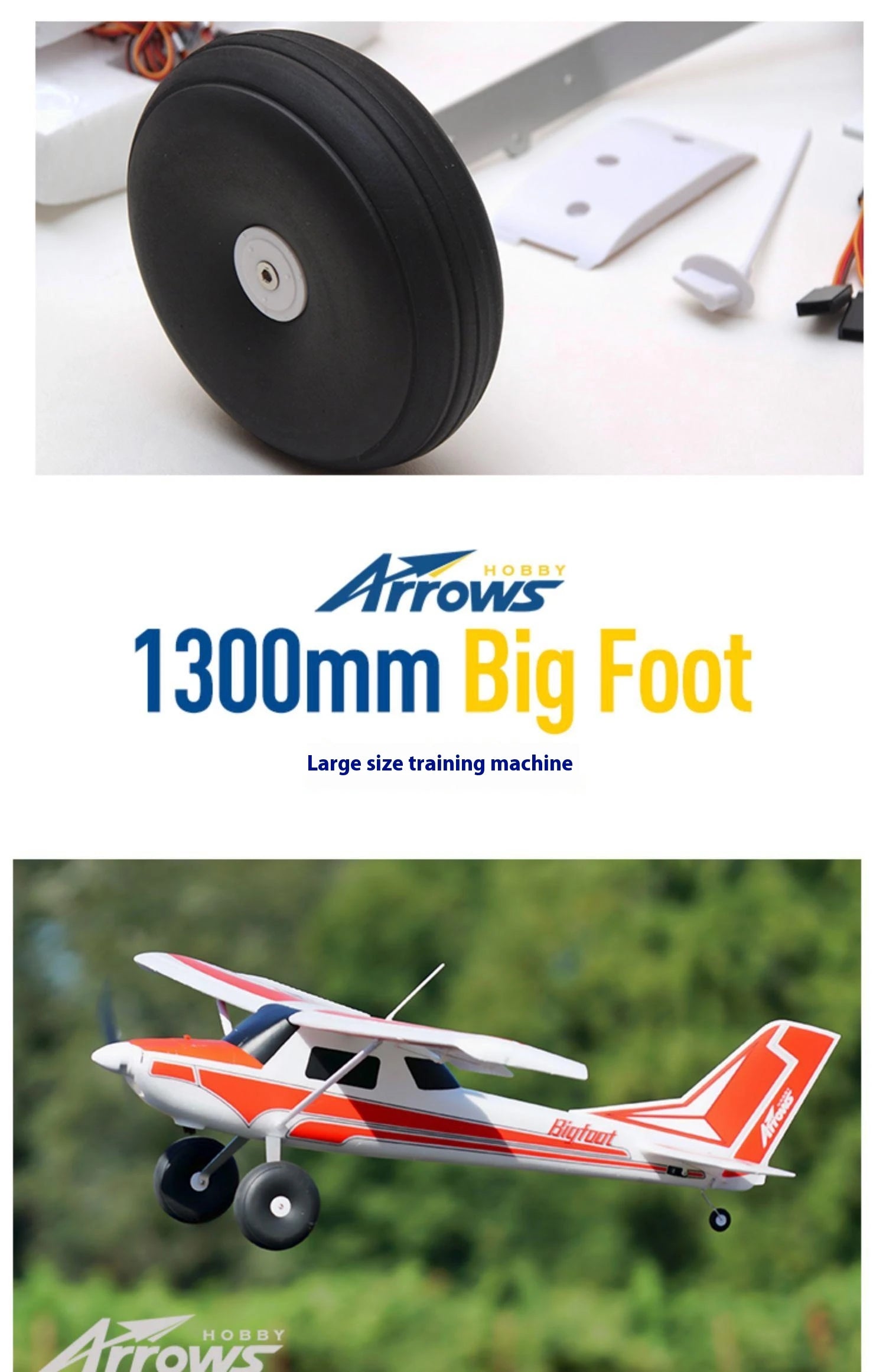 Blue Arrow 1300mm Bigfoot Low-Speed Entry-Level Off-Road Rc Plane Single Wing Propeller Single Engine Fixed Wing Model Aircraft