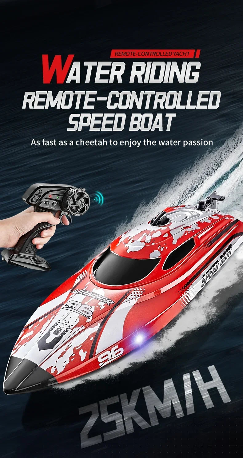 RC High-Speed Boat 25Km/h 2.4G Waterproof Remote Control Boats Ship Speedboats Remote Control Outdoor Toys for Kids Adult Gifts